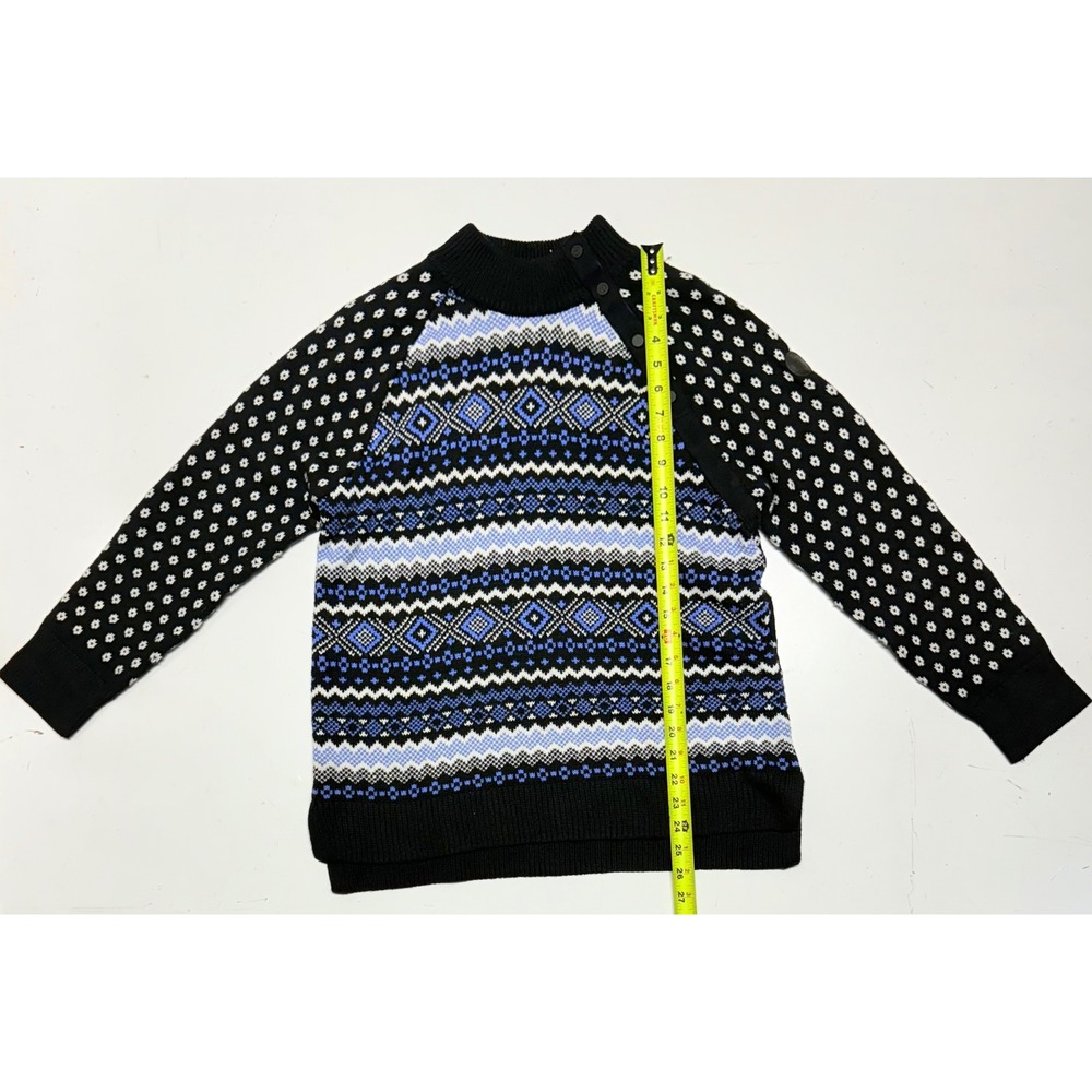 Talbots Women's Fair Isle Mock Neck Button Shoulder Sweater Geometric Medium